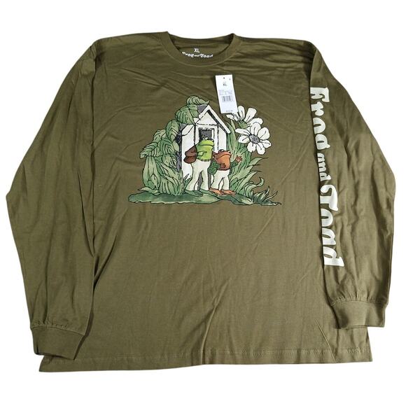 Frog And Toad Shirt Womens XL Green Long Sleeve Tee T-Shirt Book Graphic NWT - Picture 1 of 7